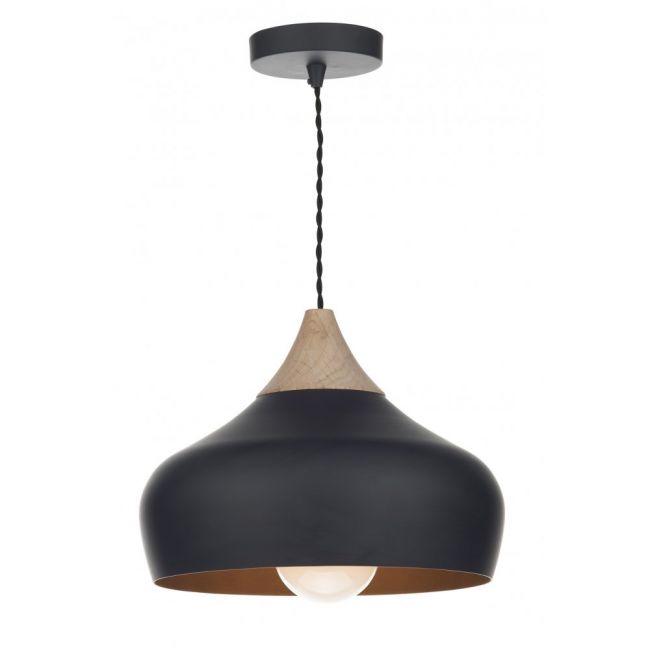 Contemporary Metal Pendant Light with Wooden Detailing Contemporary Metal Pendant Light with Wooden Detailing