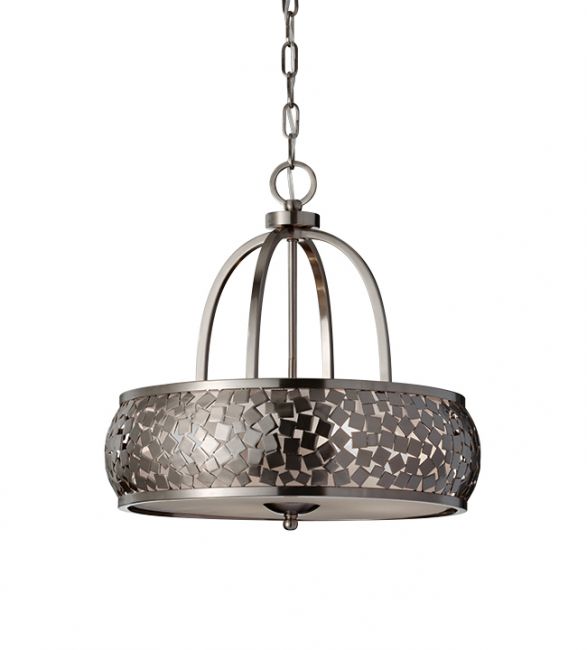 "Wythbank" Contemporary Mosaic Brushed Nickel Hanging Light "Wythbank" Contemporary Mosaic Brushed Nickel Hanging Light