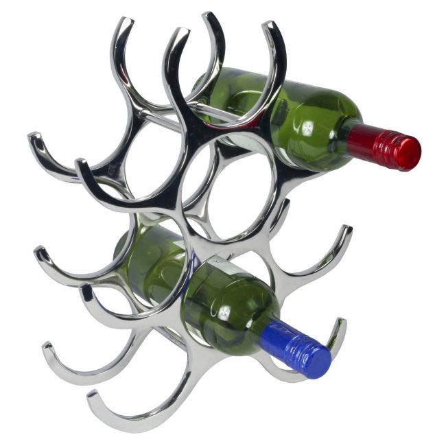 Contemporary Polished Aluminium Wine Rack in Use holding wine Bottles Contemporary Polished Aluminium Wine Rack in Use holding wine Bottles