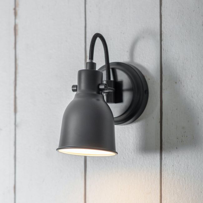 Black Contemporary Swan Neck Wall Light Created From Steel Black Contemporary Swan Neck Wall Light Created From Steel