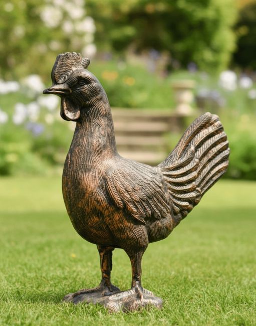 Cast Aluminium "Cooper" Rooster Garden Sculpture in Copper