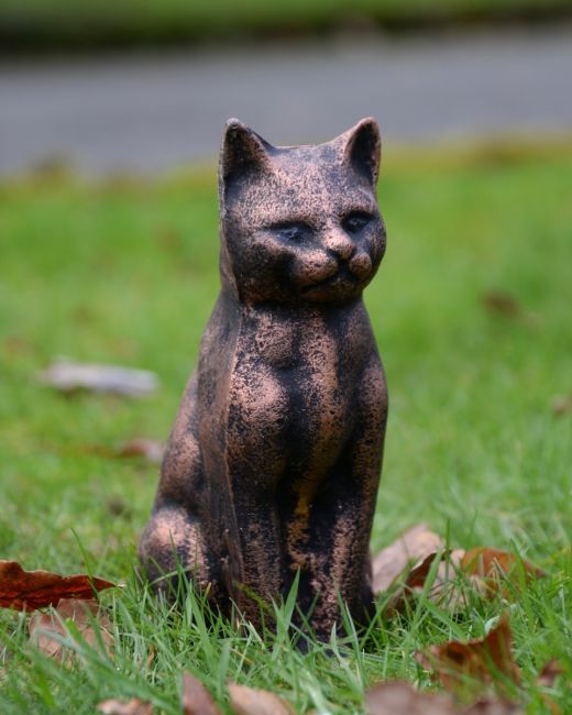 ‘Zen’ the Cast Aluminium Sitting Cat Garden Sculpture - Copper Main image