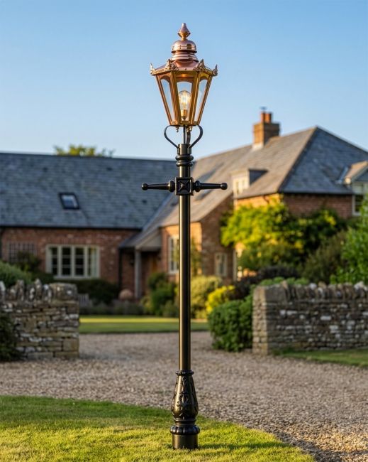 Copper Concordia Lamp Post & Hexagonal Lantern - 2.3m digital illustration