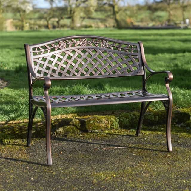 Brushed Copper "Thornton" Two Seater Garden Bench - Thumbnail Brushed Copper "Thornton" Two Seater Garden Bench - Thumbnail