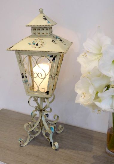 Shabby Chic Cream Candle Table Lantern