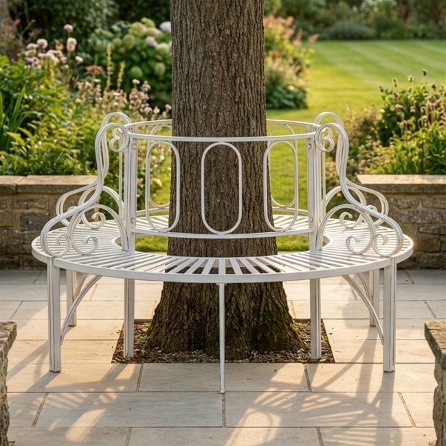 Intricate Cream Tree Bench Intricate Cream Tree Bench
