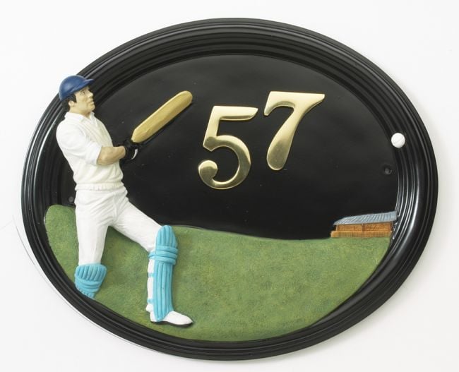 "The Oval" Hand Painted Cricketer House Sign