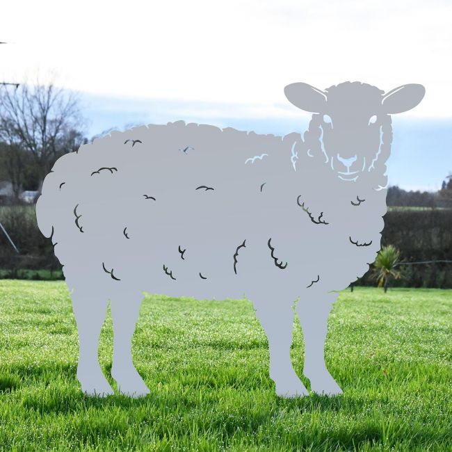 Silver Iron Curly Sheep Silhouette in Situ in the Garden Silver Iron Curly Sheep Silhouette in Situ in the Garden