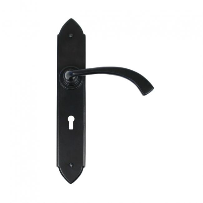 "Verona" Curved Black Medieval Lever Handle with Key Hole