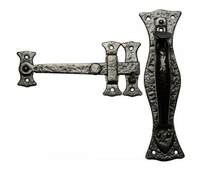 "Vespasian" Curved Cast Iron Hammered Thumb Latch Set