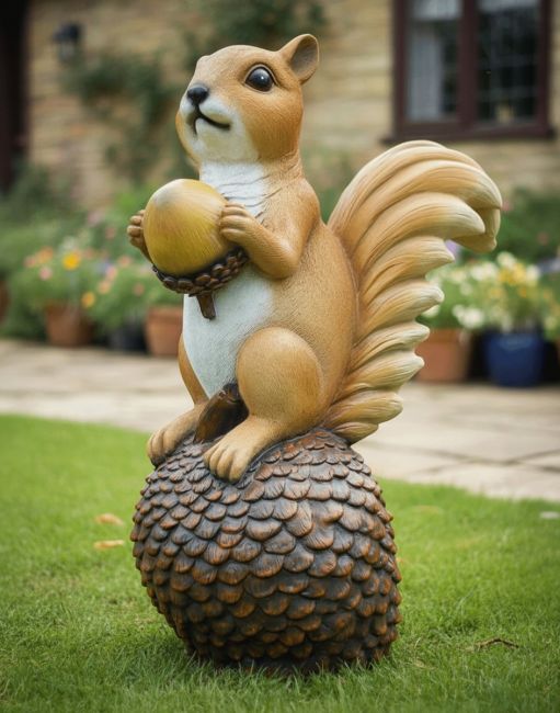 "Dash" the Handpainted Fibreglass Squirrel Garden Sculpture