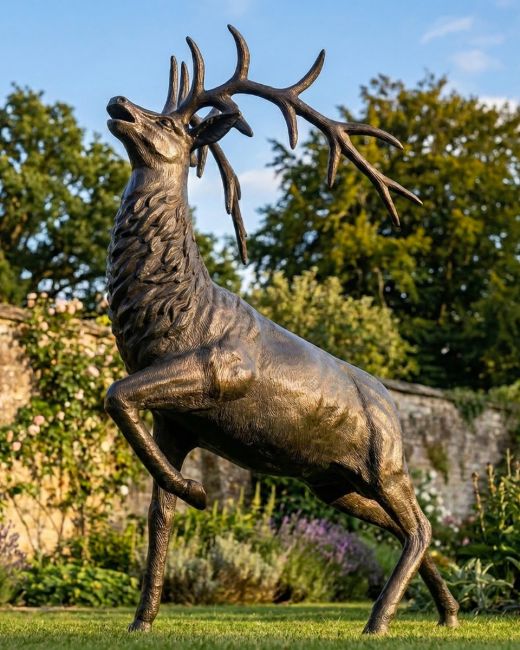 Deluxe Antique Bronze "Goliath" Stag Garden Sculpture - Looking Forward Deluxe Antique Bronze "Goliath" Stag Garden Sculpture - Looking Forward