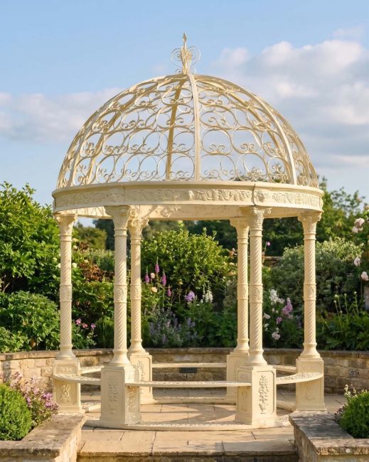 Deluxe Wrought Iron "Aurelia" French Cream Gazebo Deluxe Wrought Iron "Aurelia" French Cream Gazebo