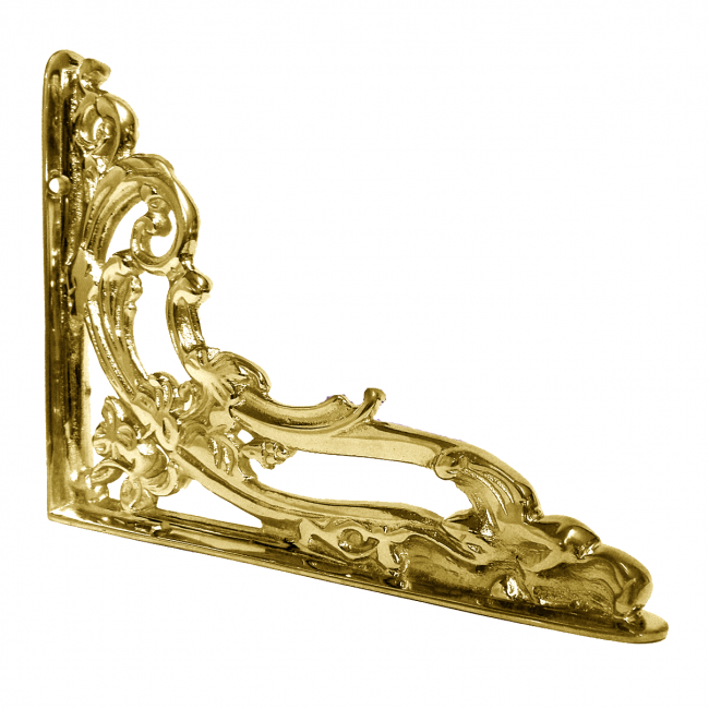 "Victorian Amalina" Polished Brass Ornate Scroll Bracket 13cm x 19cm "Victorian Amalina" Polished Brass Ornate Scroll Bracket 13cm x 19cm