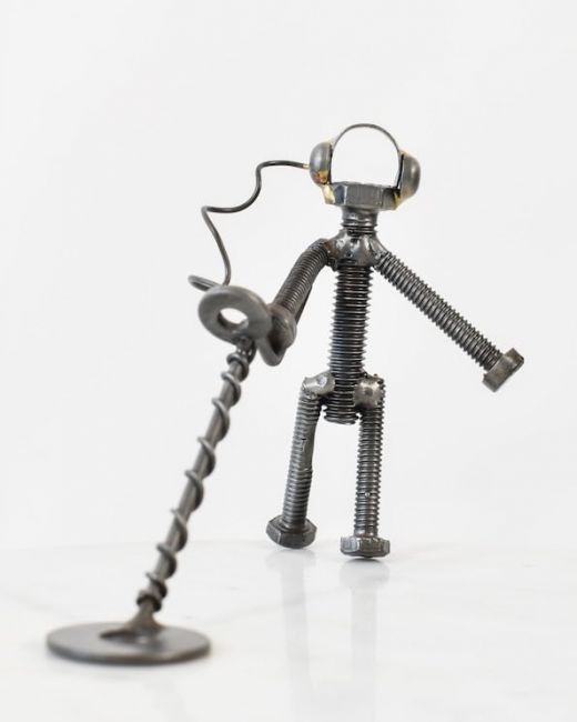 Recycled Metal Detectorist Sculpture Recycled Metal Detectorist Sculpture