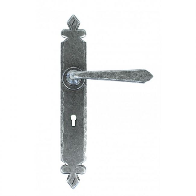 Tudor Design Sprung Lever Lock Set Finished In A n Antique Pewter