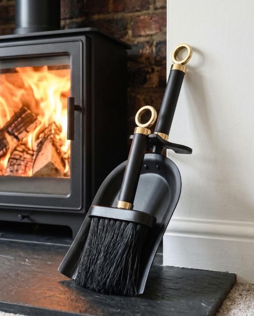Brass and Black Iron Shovel and Brush Brass and Black Iron Shovel and Brush