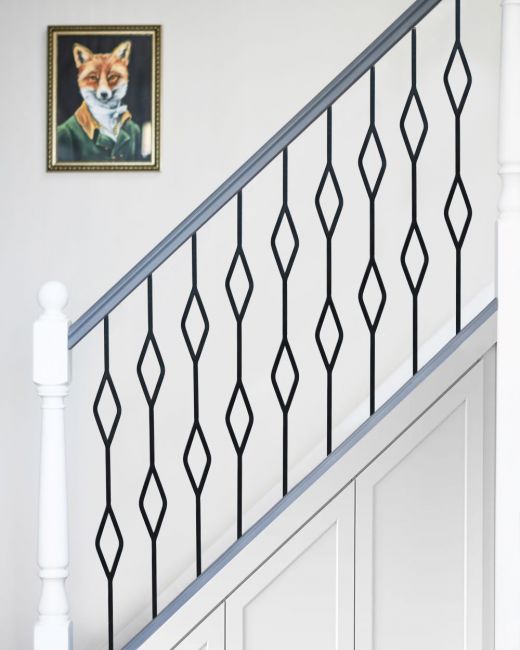 Diamond Stair Spindles on stairs