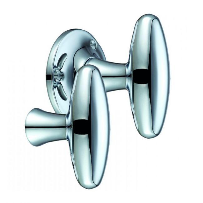 "Diano" Polished Chrome Tapered Oval Rim Knob Set "Diano" Polished Chrome Tapered Oval Rim Knob Set