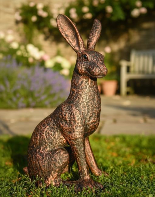 Digital illustration of "Briar" the Hare Cast Aluminium Garden Sculpture - Copper