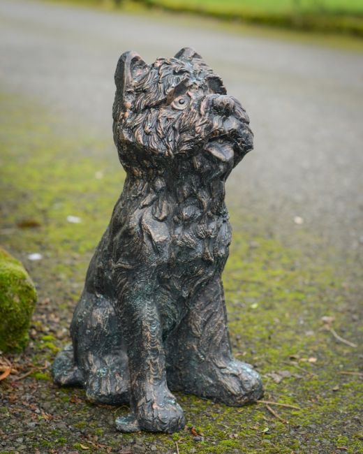 Digital illustration of ‘Baxter’ the Yorkshire Terrier Garden Sculpture in Cast Aluminium - Verdigris