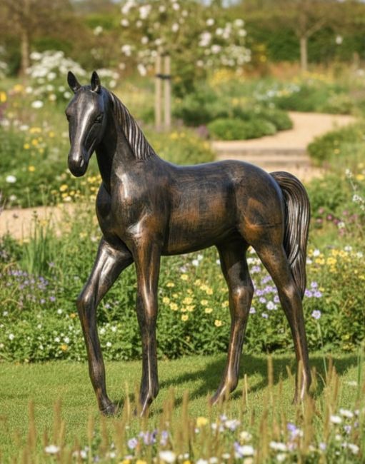 Bronze Standing Foal Garden Sculpture