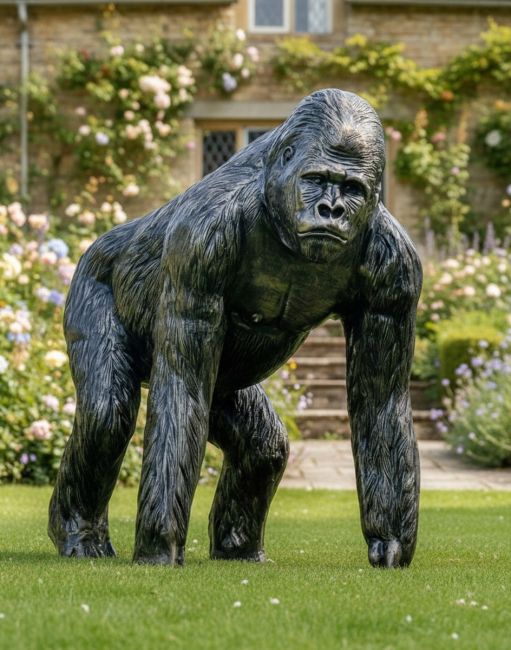 Bronze Effect Gorilla Sculpture 