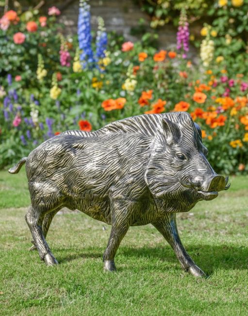 Bronze Finish Wild Boar Sculpture 