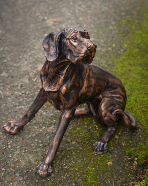 Digital illustration of "Duke" the Sitting Dog Sculpture in Cast Aluminium - Copper