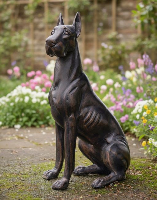 Digital illustration of "Dutch" the Great Dane Cast Aluminium Garden Sculpture - Bronze and Copper