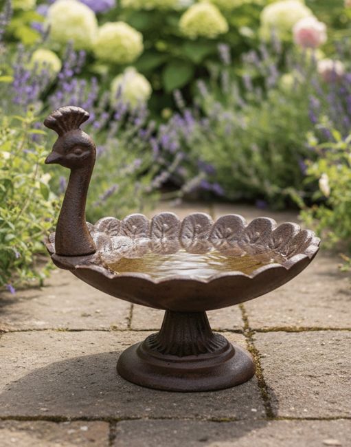 Peacock Inspired Bird Bath & Feeder 