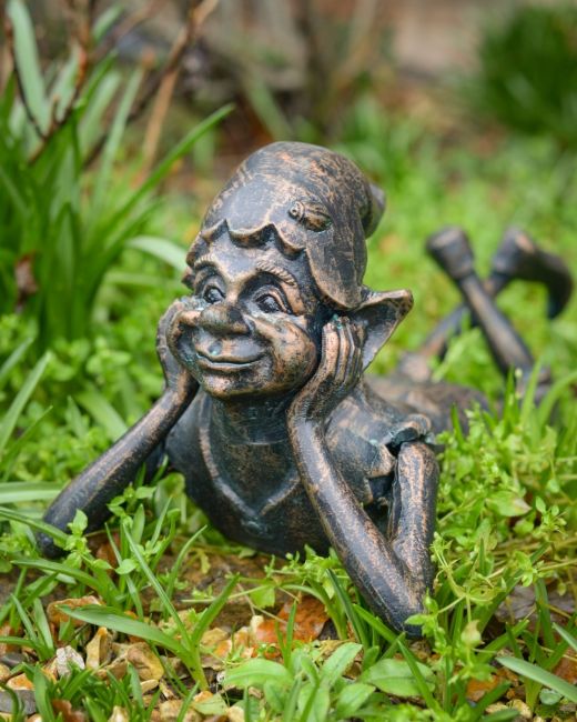 Digital illustration of "Reverie" the Pixie Cast Aluminium Garden Sculpture - Verdigris