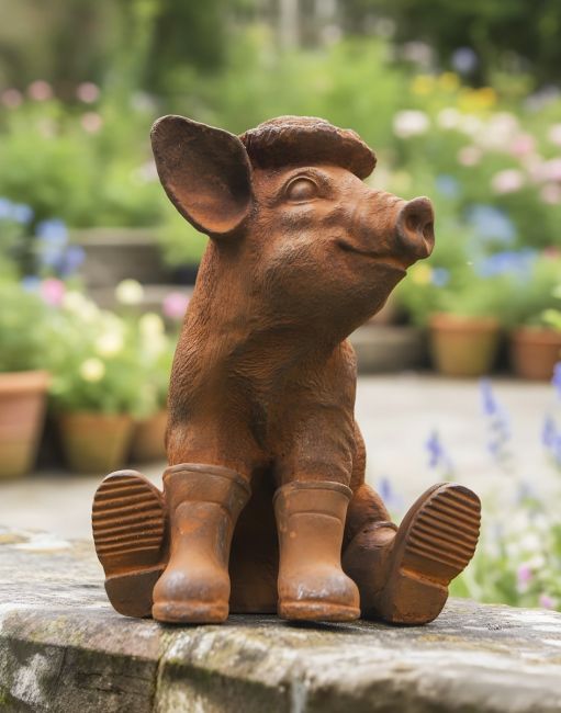 Rustic Cast Iron Doe & Calf SculptureRustic Cast Iron Doe & Calf Sculpture