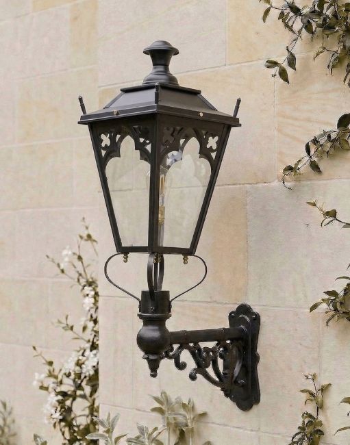 Black Gothic Wall Lantern on an Ornate Capella Bracket