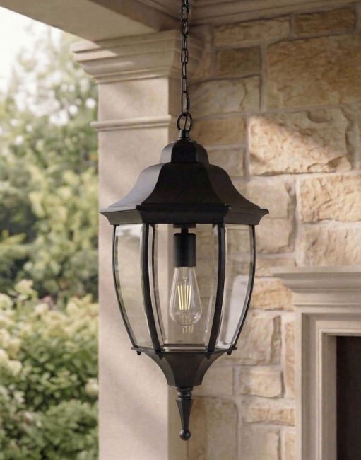 Digital Illustration of the "Barnet" Chain Hanging Lantern Suspended over a House Entranceway