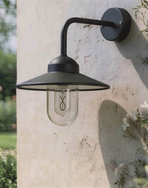 Modern Black Top Fix Wall Light - 34cm