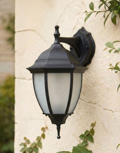 Traditional Black "Hexagonal" Victorian Top-Fix Wall Lantern - 36cm x 25cm