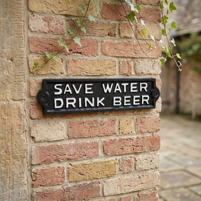 "Save Water Drink Beer " Cast Iron Sign "Save Water Drink Beer " Cast Iron Sign