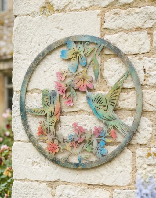 Colourful Hummingbird Garden Wall Art