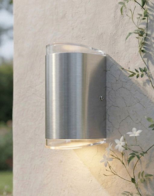 Digital Illustration of the "Forde" Up & Down Garden Wall Light Mounted on a Cream Coloured Garden Building