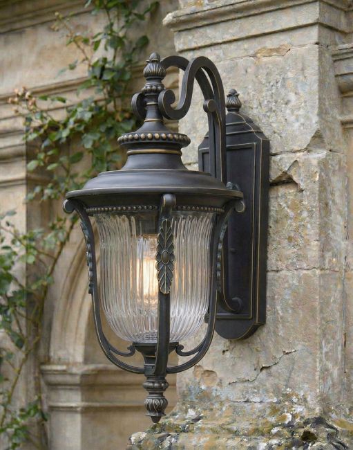 Digital Illustration of the Large Bronze "Christleton" Wall Mounted Porch Light Mounted on a Rustic Estate Building