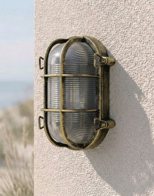 Digital Illustration of the "Marina" Nautical Bulkhead Wall Light Mounted on a White Coloured Building Wall