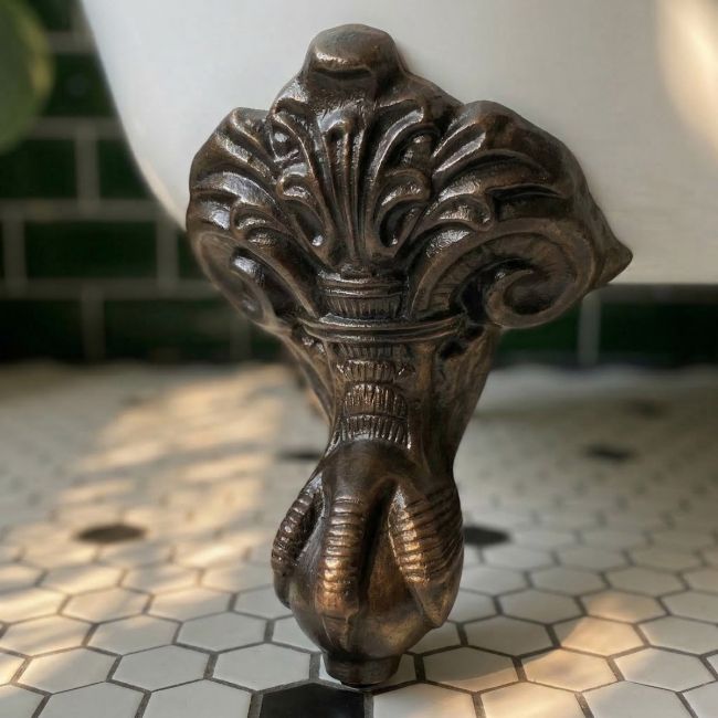 Digital Illustration of the “Royal Paisley” Ornate Ball & Claw Bath Feet Mounted on a White Bath