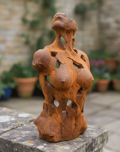 Rustic Cast Iron "Contemporary Isolation" Garden Sculpture