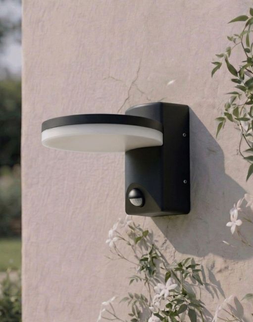 Digital Illustration of the "Tatton" Garden Wall Light with PIR Sensor Mounted on a Cream Coloured Exterior Wall