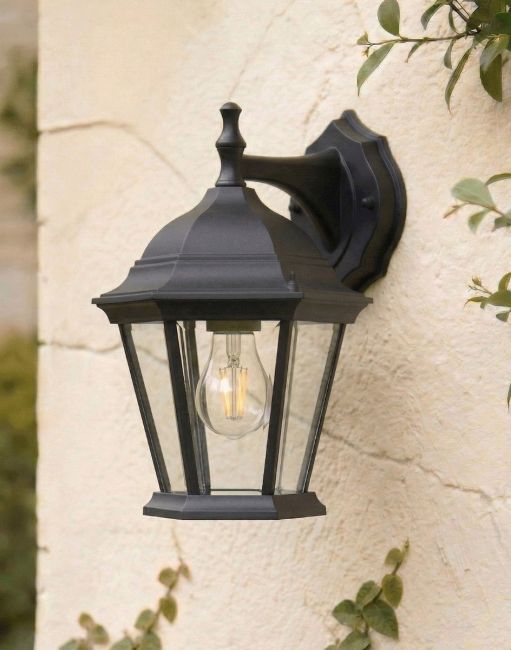 Digital Illustration of the Traditional "Lovella" Hexagonal Top Fix Outdoor Wall Lantern Mounted on a White Coloured Exterior Wall