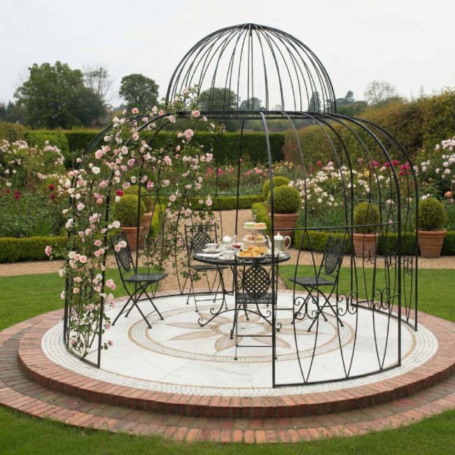 Digital representation of "Alice’s Folly" Black Gazebo in estate garden