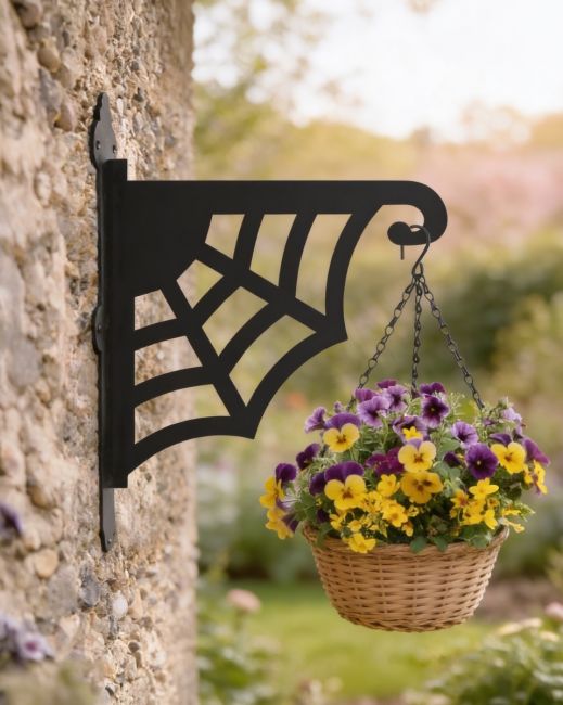 Spider Web Design on Hanging Basket Bracket 