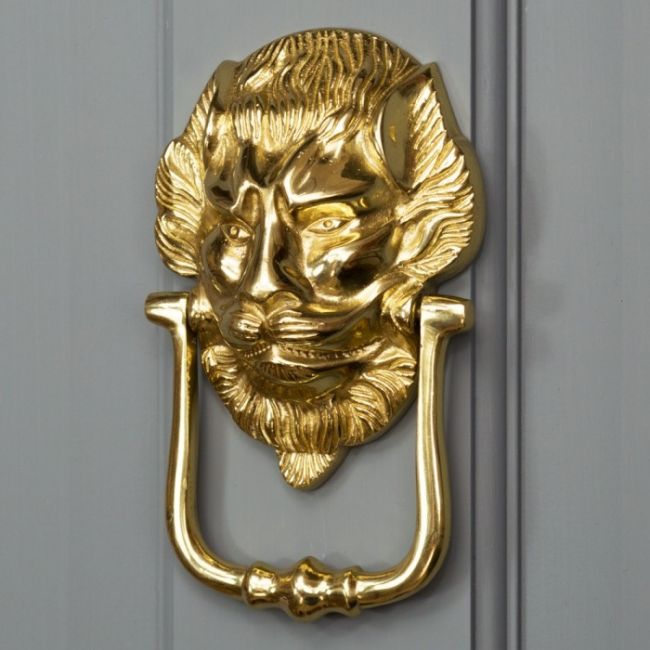 "Downing street lion" Door Knocker on a Grey Door "Downing street lion" Door Knocker on a Grey Door