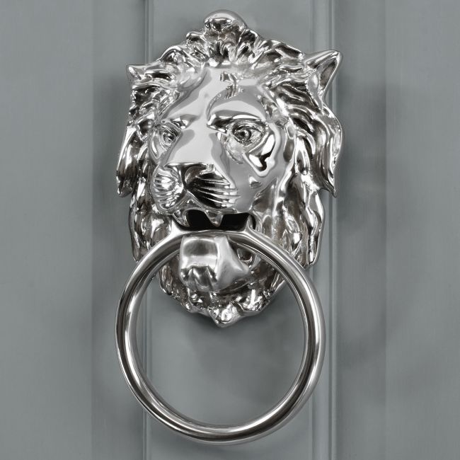 Bright Chrome Lion Door Knocker Bright Chrome Lion Door Knocker